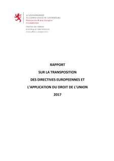 , Rapport sur la transposition des directives européennes et l'application du droit de l'Union